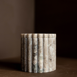 Beige Gray Marble Fluted Jar
