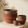 Ceramic Planter Pot, Two-Tone with Drainage - Freya