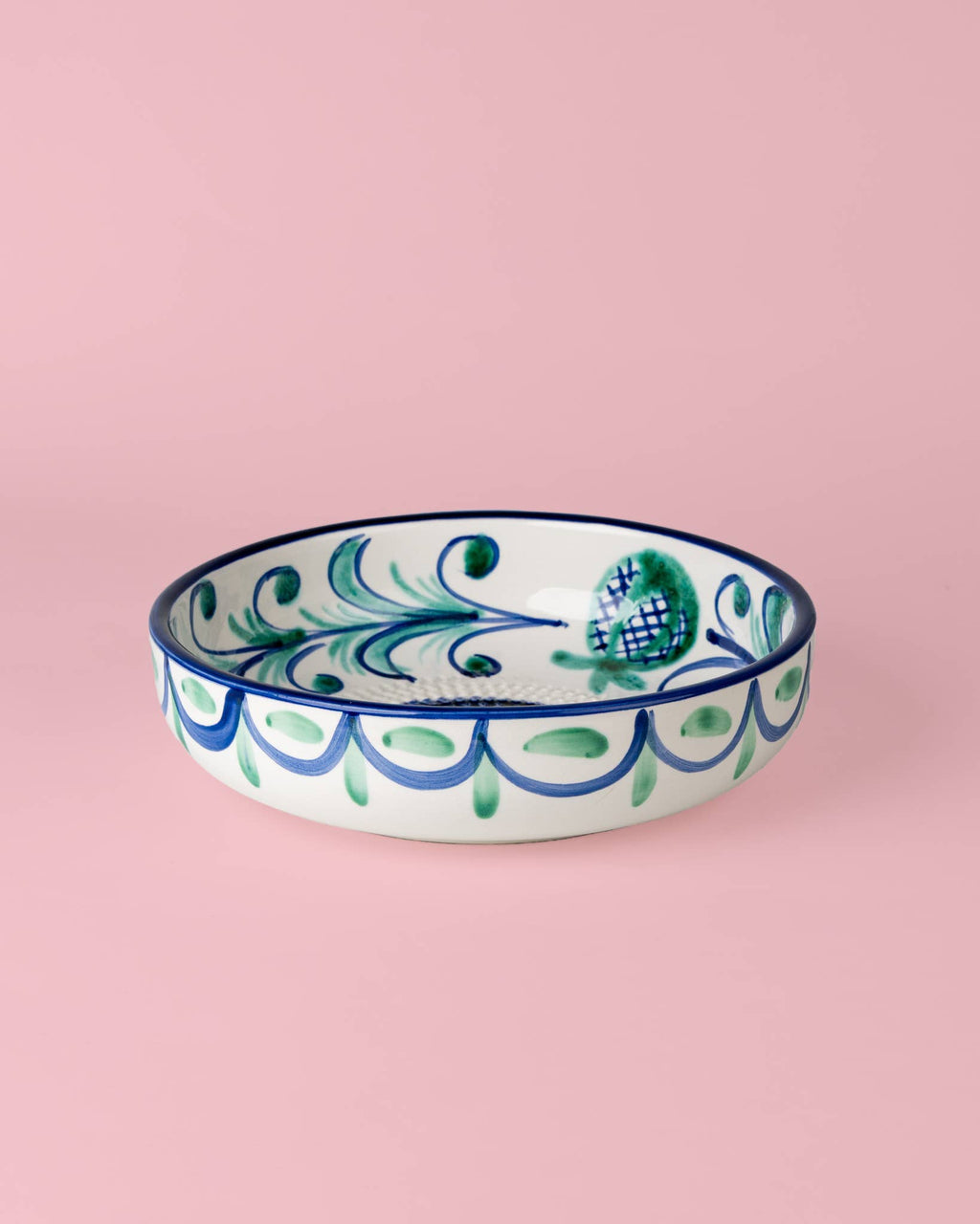 Large Ceramic Garlic Grater Plate - Blue Granada