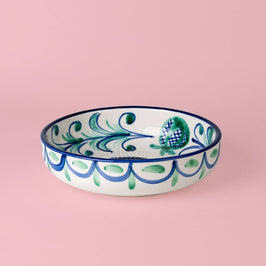 Large Ceramic Garlic Grater Plate - Blue Granada