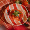 Small Ceramic Garlic Grater Plate - Striped Red, Pink and White - Sweetheart