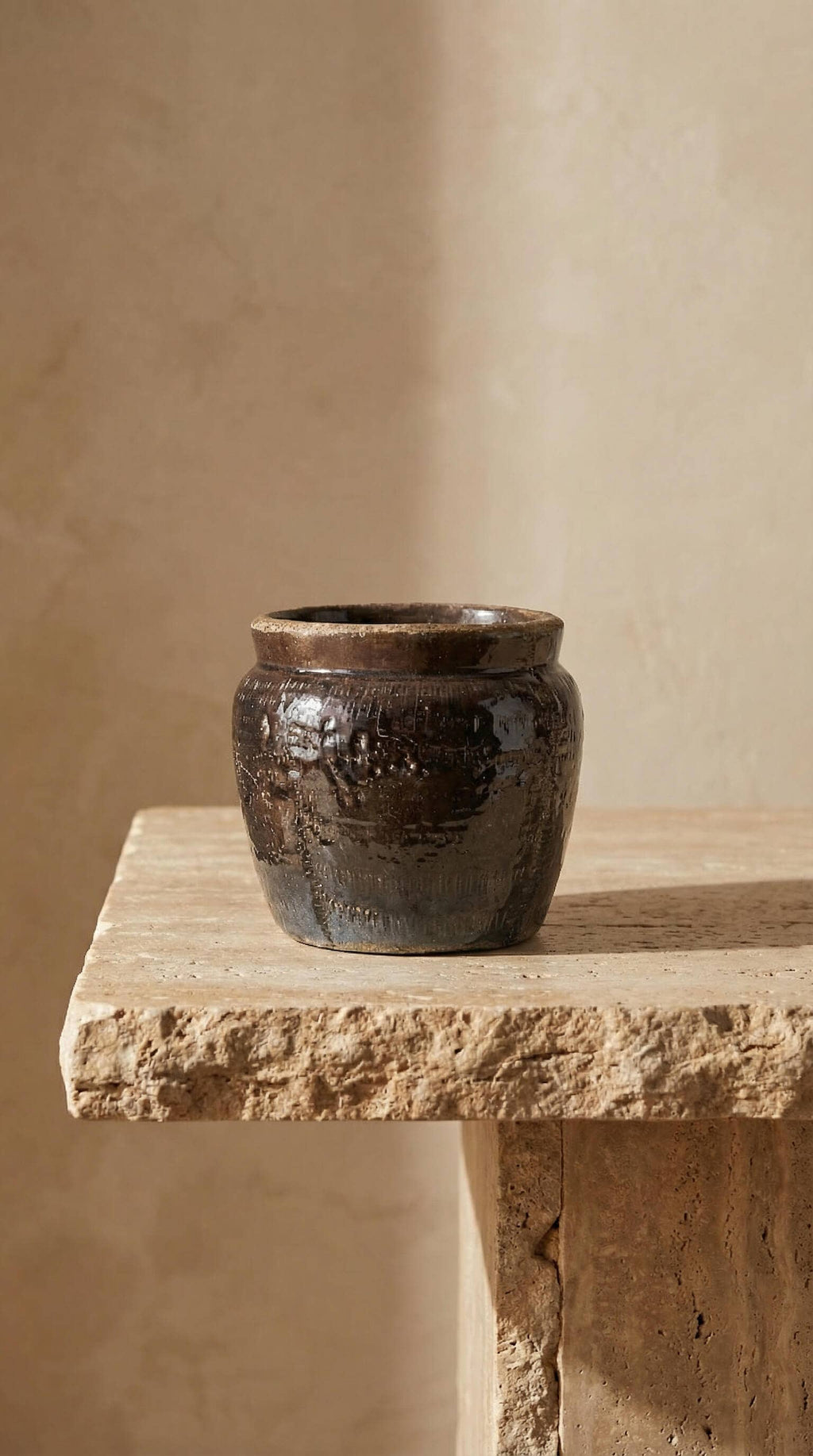 Terracotta Pot, Vintage Style, Cracked Finish - Pompeii