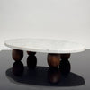 White Marble Cake Stand w/ Wood Feet