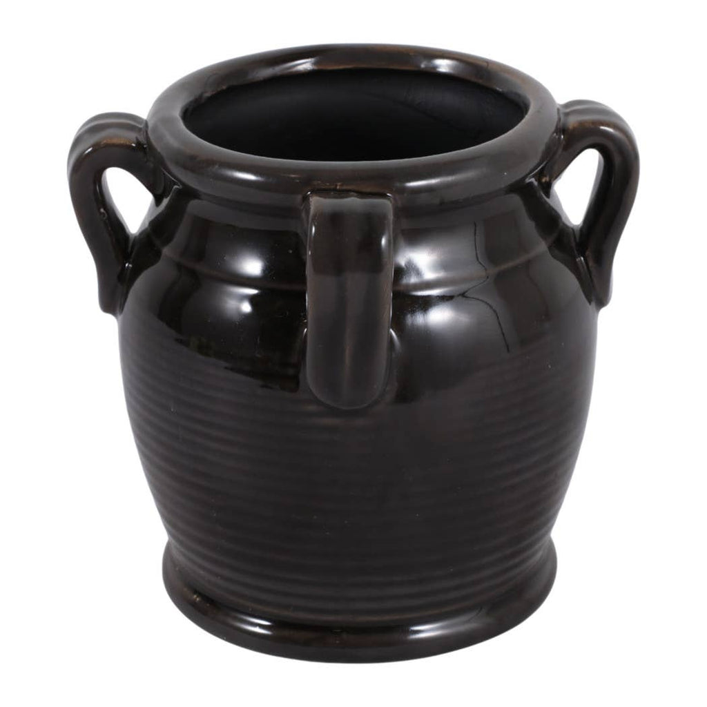 Black Ceramic Pen Holder w/ Handles