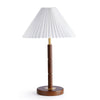 Vintage Walnut and Brass Table Lamp with Fabric Shade