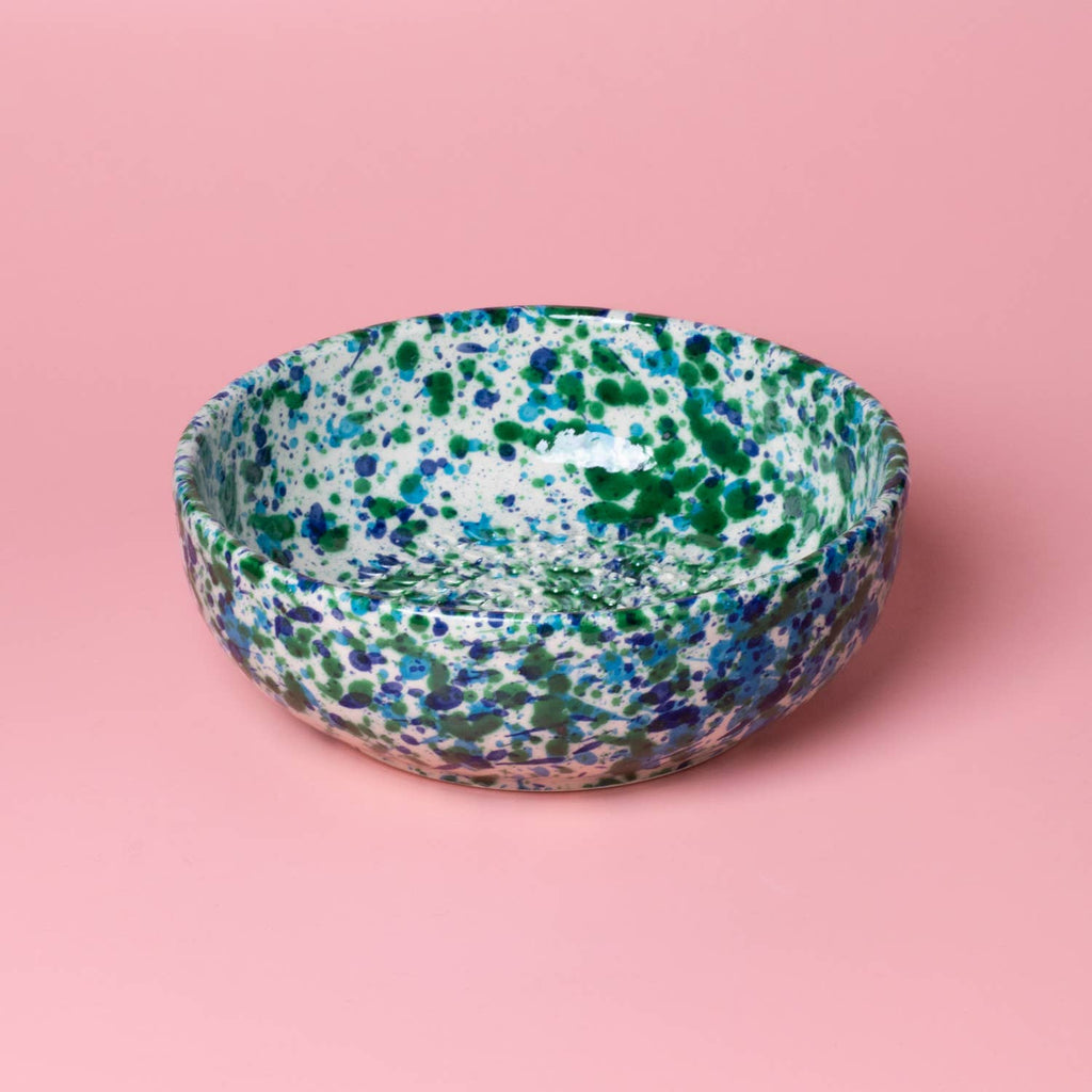 Medium Ceramic Garlic Grater Plate - Blue & Green Coral
