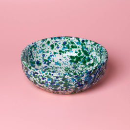 Medium Ceramic Garlic Grater Plate - Blue & Green Coral