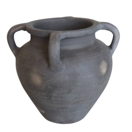 Indian Terracotta Vase Natural Black Dia 9.06" - Marigold Market