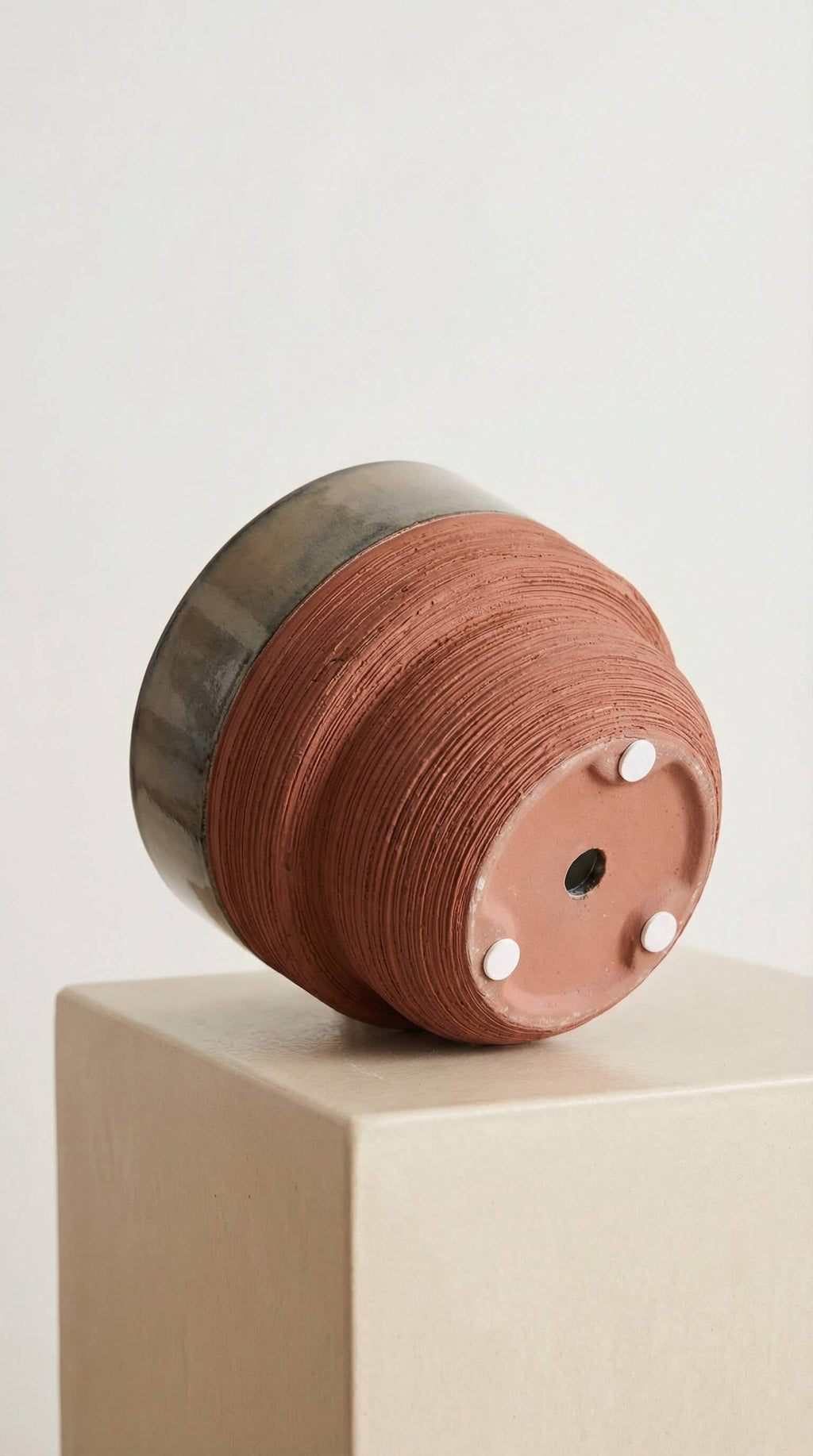 Ceramic Planter Pot, Two-Tone with Drainage - Freya