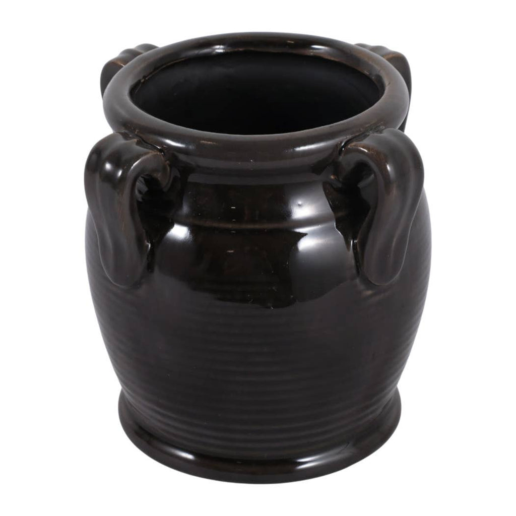 Black Ceramic Pen Holder w/ Handles