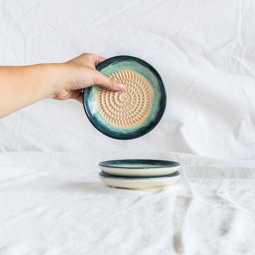 Small Ceramic Garlic Grater Plate - Turquoise Brisa
