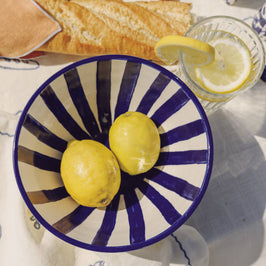 Artisanal Blue & White Ceramic Serving Bowl