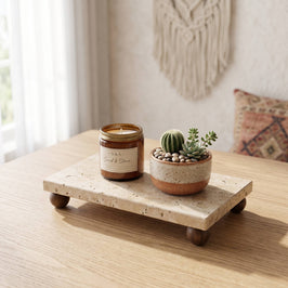 Travertine Riser & Pedestal Tray | Decorative Stone Tray