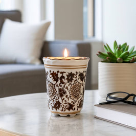 Jasmine Brown and White Ceramic Scented Candle