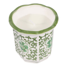 Plumeria Green and White Ceramic Scented Candle