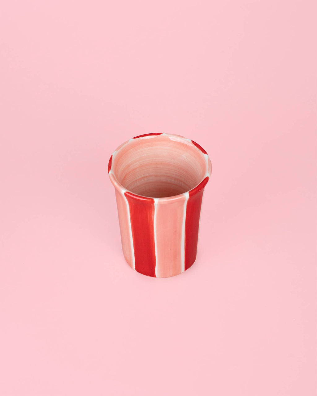 Artisanal Ceramic Mug Sweetheart Stripes Pottery Cup 250ml