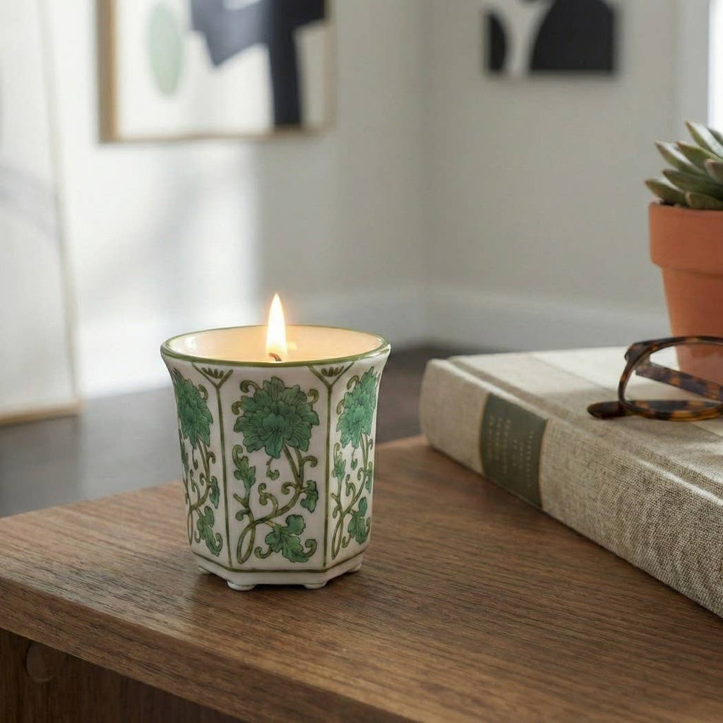 Lavender Verbena Green Ceramic Scented Candle