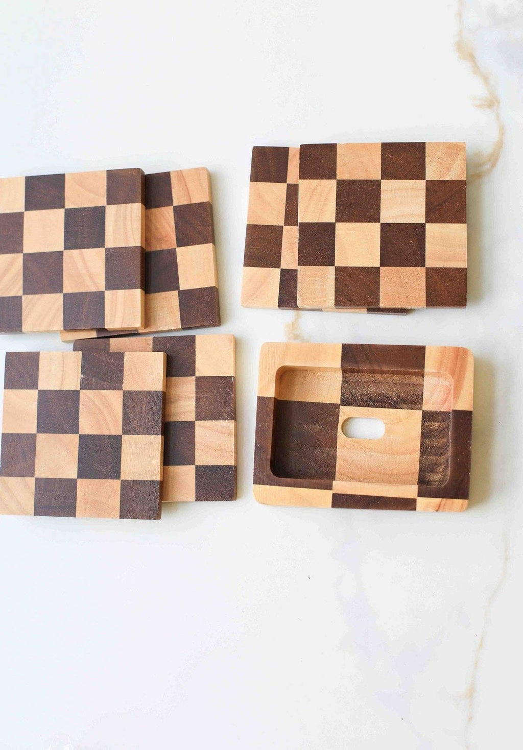 Wooden Checkered Wood Coaster
