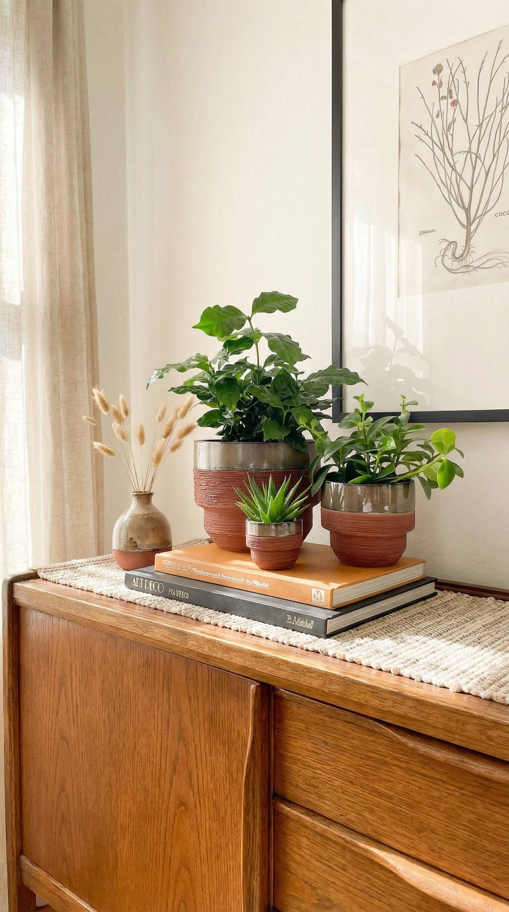 Ceramic Planter Pot, Two-Tone with Drainage - Freya