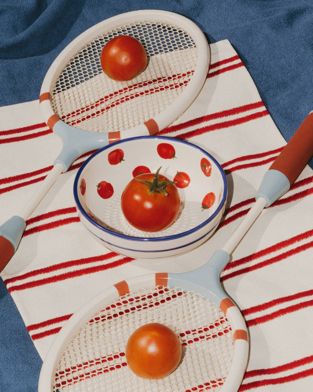 Medium Ceramic Grater Plate - Red & Blue