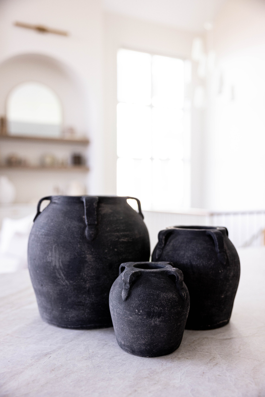 Noir Black Wash Vase With Handles Small