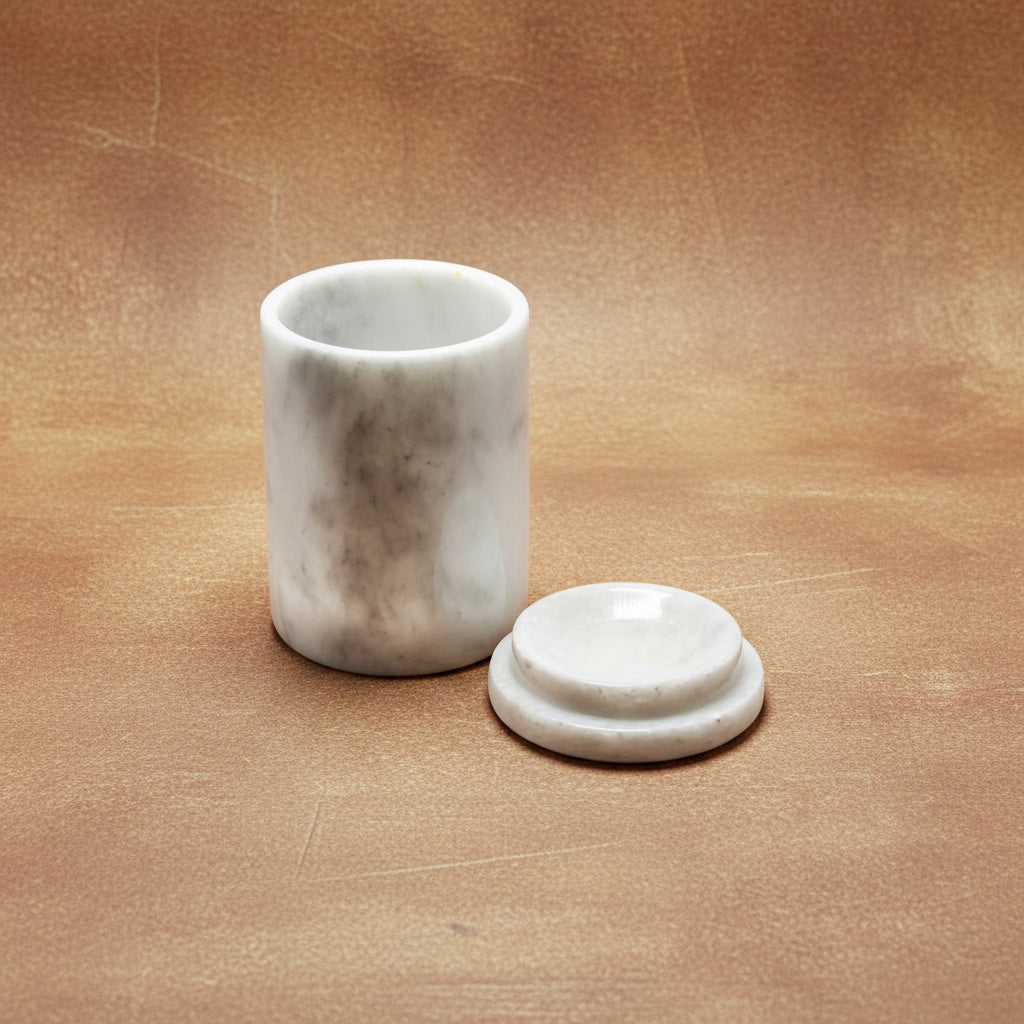 White Onyx Cylinder Jar - S