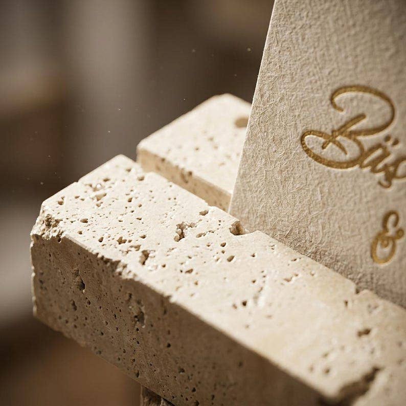 Small Travertine Marble Card Holder Wedding Place Card Stand