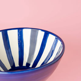 Artisanal Blue & White Ceramic Serving Bowl