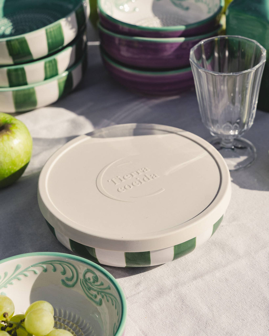 Garlic Grater Plate - Large Ceramic Green Jade