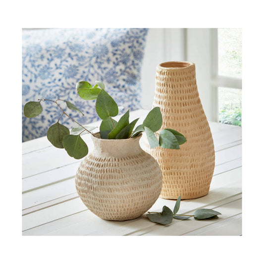 Paper Mache Gray Vase - Light Gray