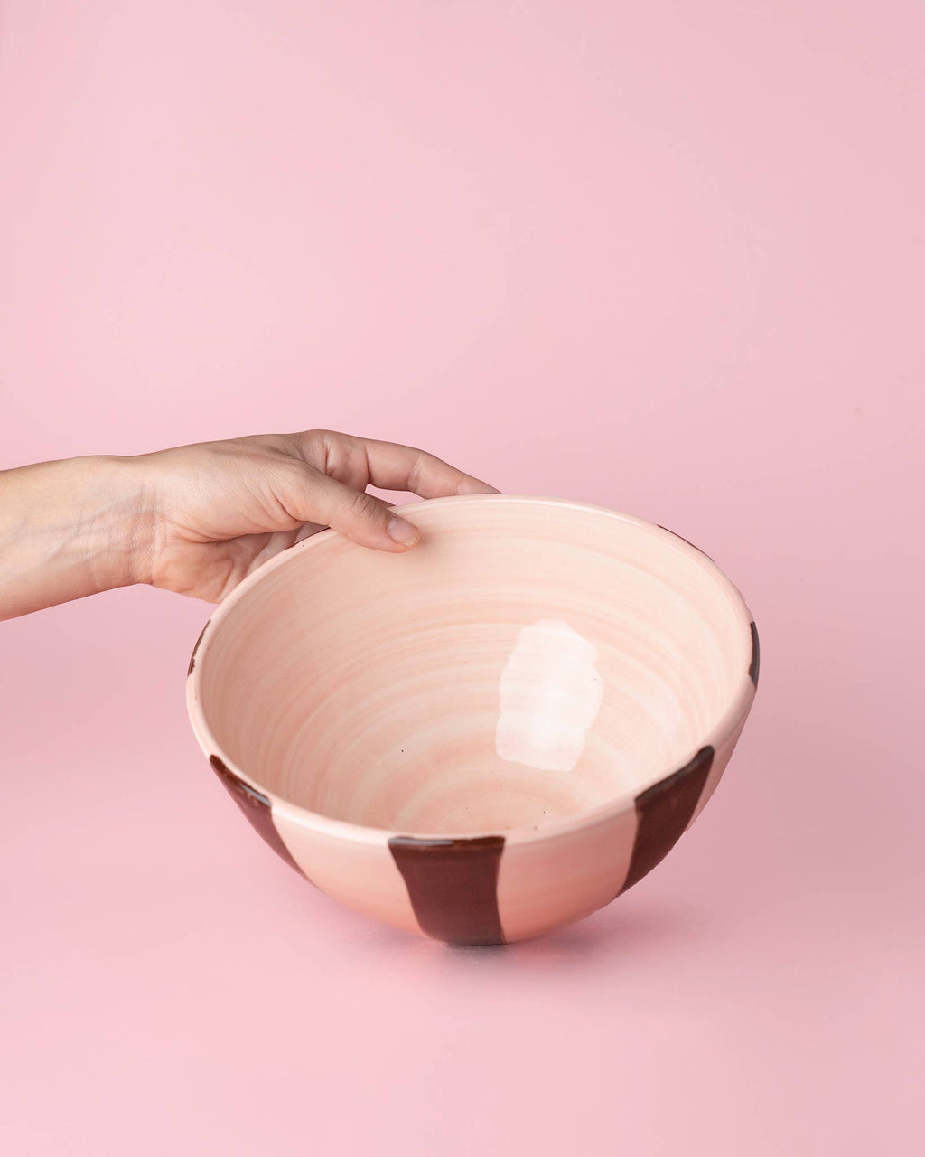 Ceramic salad bowl 1,5l - 21cm/PINK AND CHOCOLATE BROWN