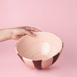 Ceramic Pink and Brown Salad Bowl