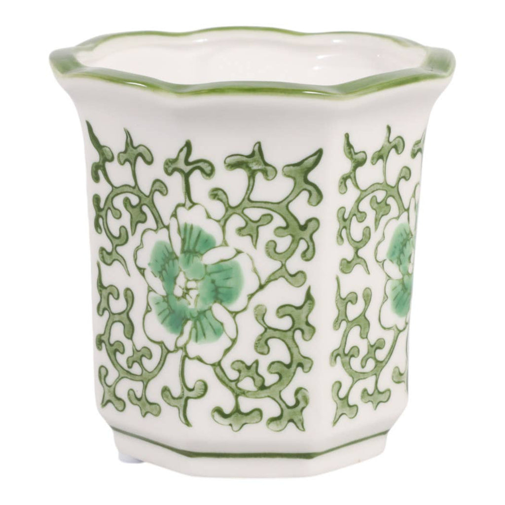 Plumeria Green and White Ceramic Scented Candle