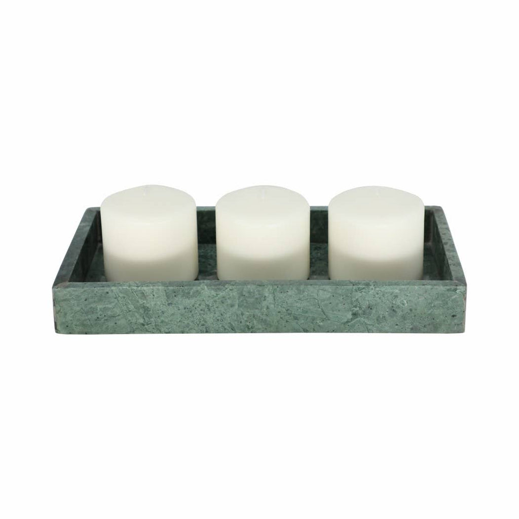 Green 12x6 in. Marble Rectangular Modern Candle Tray