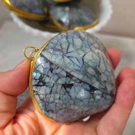 Polished Blue Crackle Shell Trinket Box