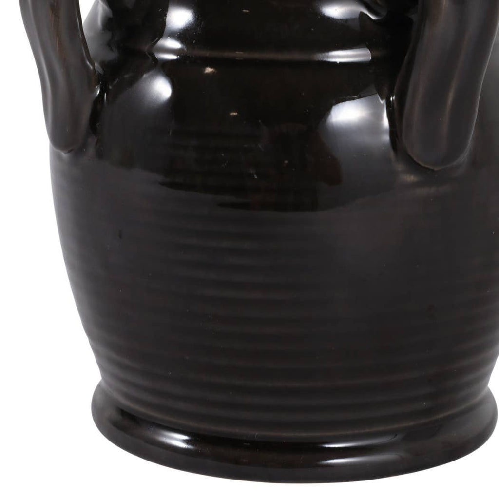 Black Ceramic Pen Holder w/ Handles