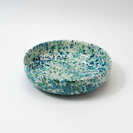 Medium Ceramic Garlic Grater Plate - Blue & Green Coral