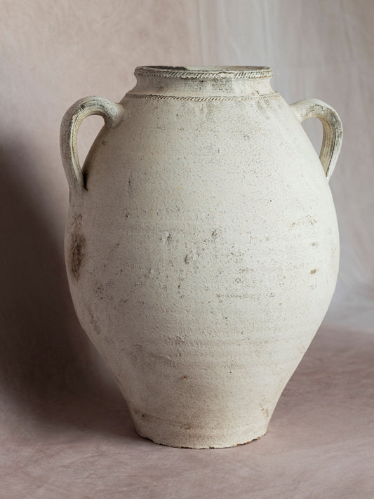 Turkish Textured White Pot - Two Handles