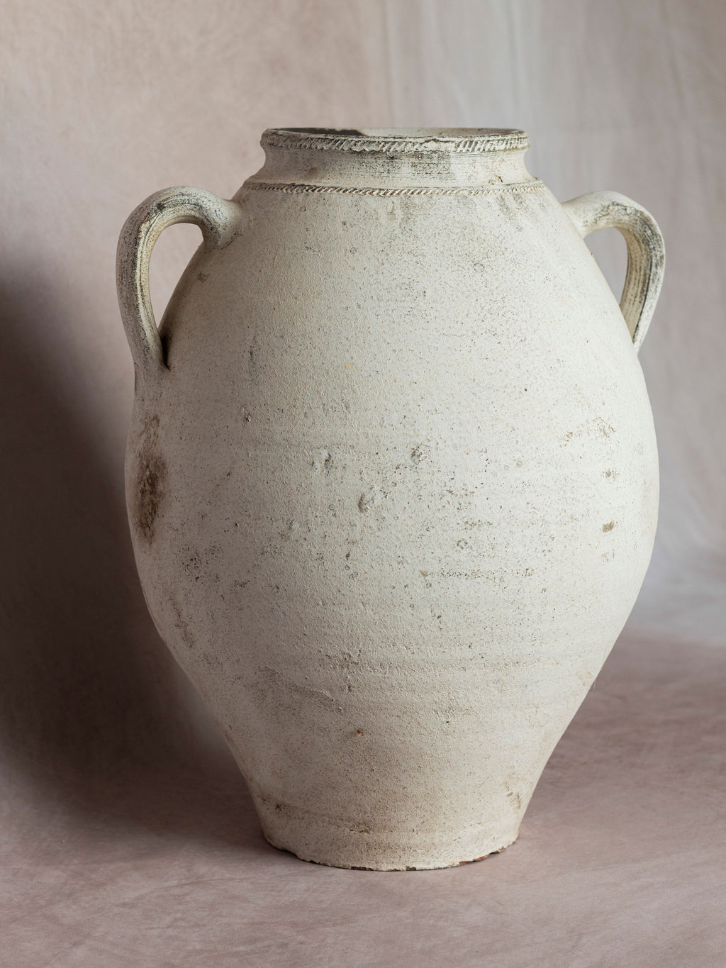 Turkish Textured White Pot - Two Handles