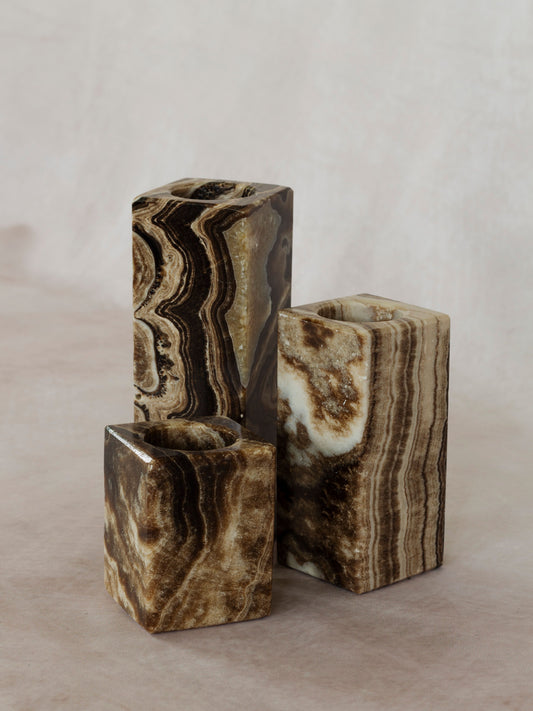 Chocolate Onyx Candle Holders