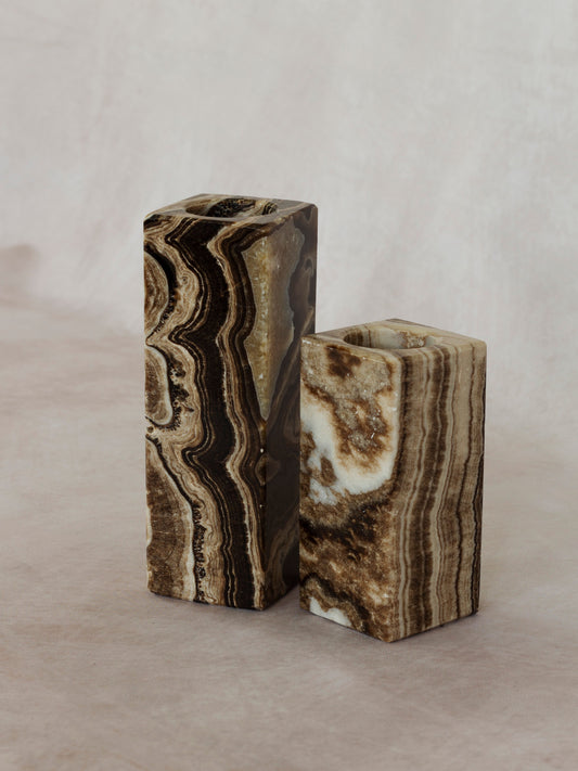 Chocolate Onyx Candle Holders
