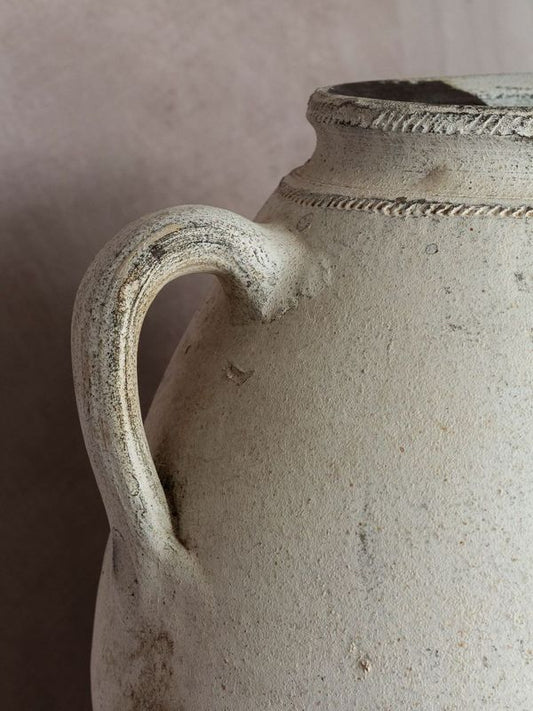 Turkish Textured White Pot - Two Handles