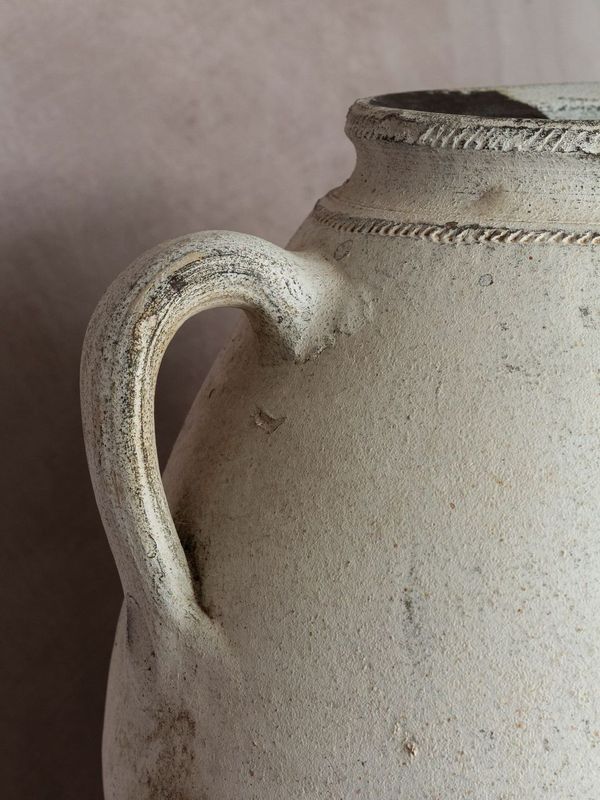 Turkish Textured White Pot - Two Handles