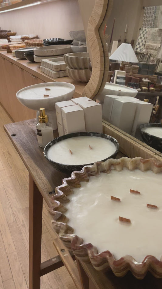 Round Fluted Bowl Onyx Candle